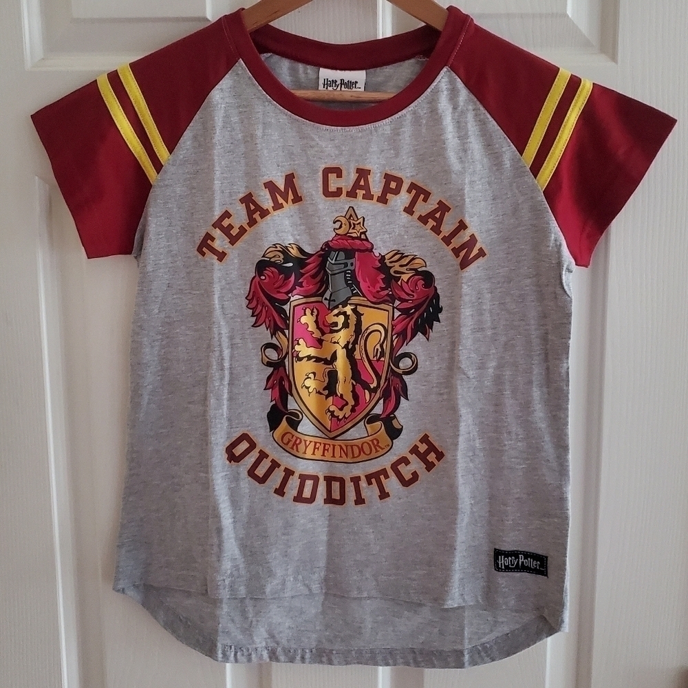 NWT Harry Potter T-Shirt Quidditch Team Captain Grey Raglan Ladies Womens Top